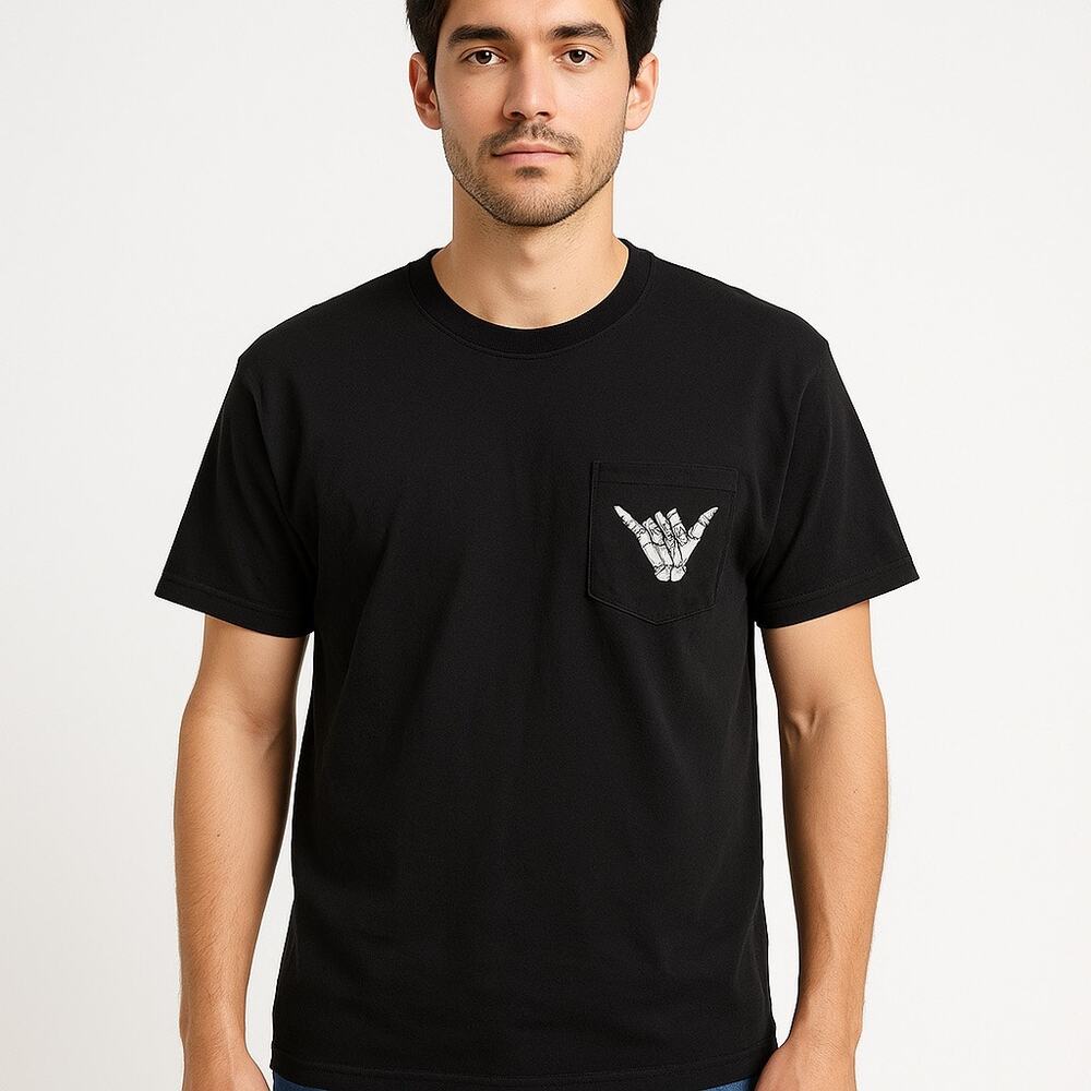 Streetwear Minimalist Shaka Graphic Black T-Shirt Cotton Heritage XL